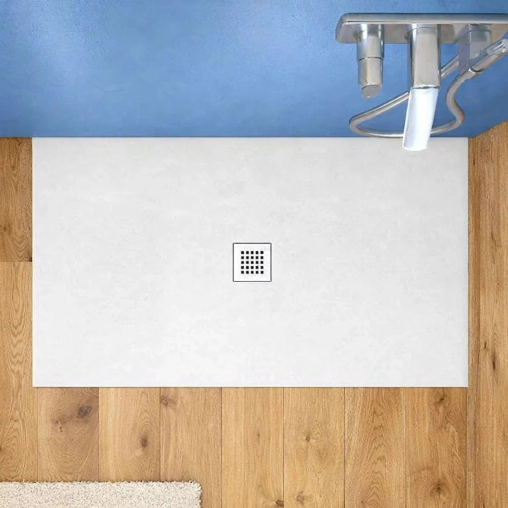 Piatto doccia in mineral marmo bianco effetto cemento elegante e sicuro in varie misure *** misure 170x80x3 cm, tinta...