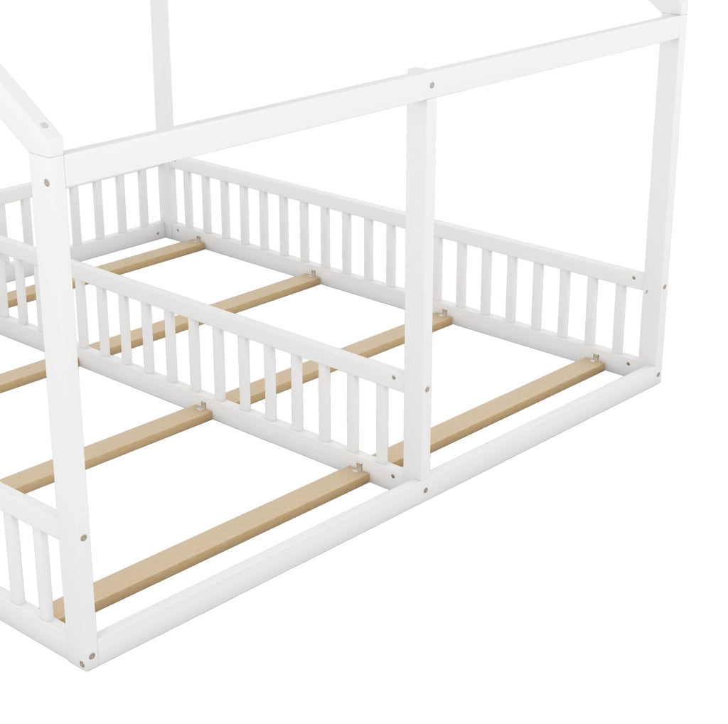 Letto a casetta 90 x 200 con due posti, bianco