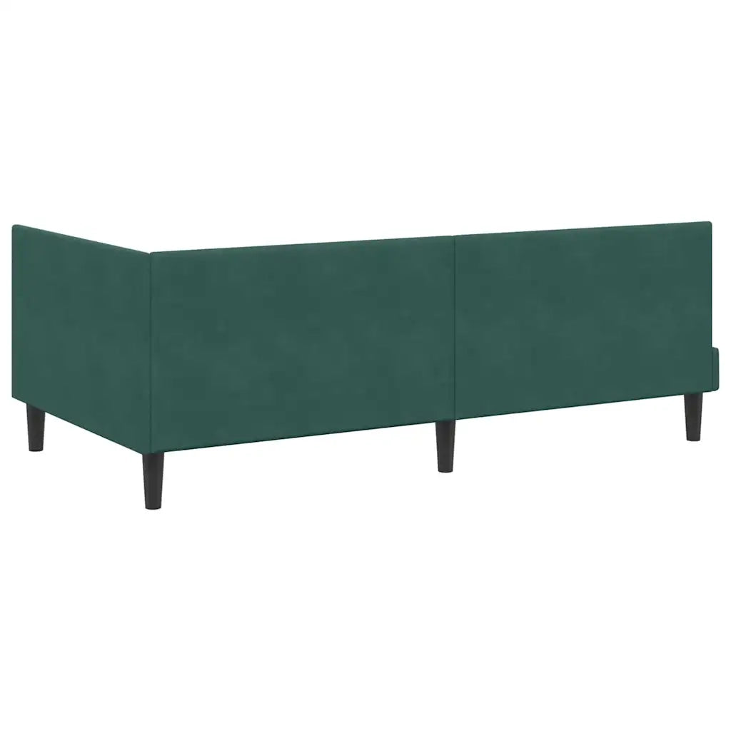 Cornice del letto ad angolo Verde Scuro 90 cm x 200 cm Velluto