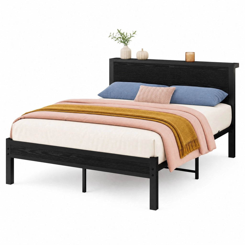 Letto singolo in MDF e metallo con vano sottoletto