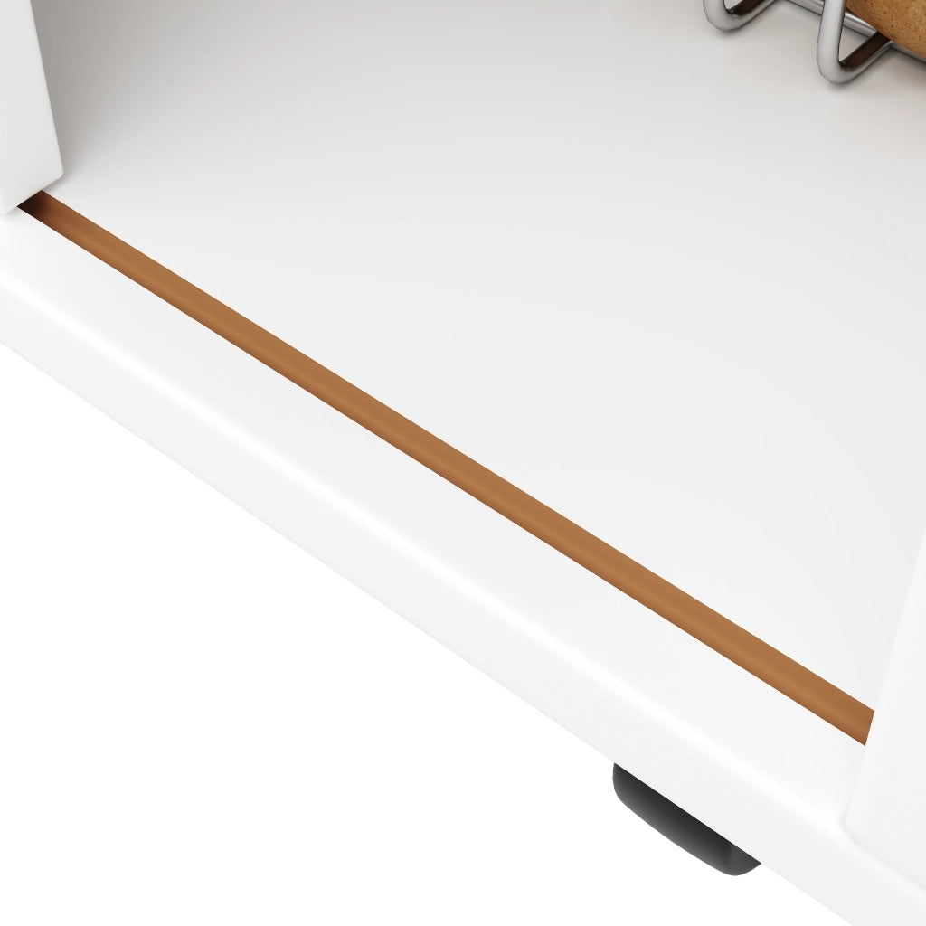 Carrello da cucina con piano ribaltabile 3 cassetti ante scorrevoli ripiano laterale MDF bianco 110 × 42 × 90 cm