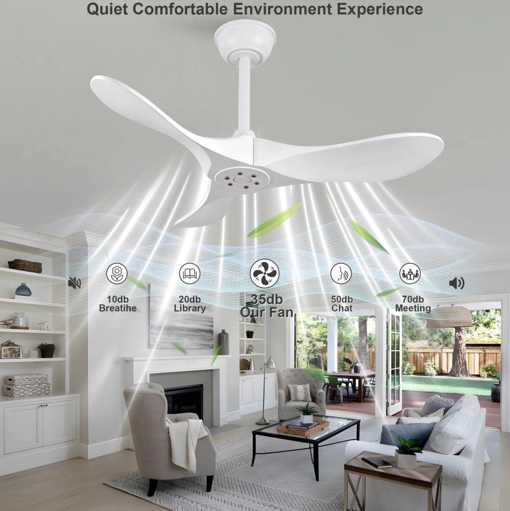 VENTILATORE DA SOFFITTO 91,4 cm Bianco 3 Pale in Legno Massello con Telecomando