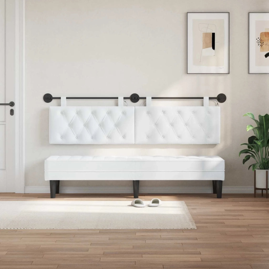 Testiera sospesa Con luce LED Bianco Tessuto 3424662