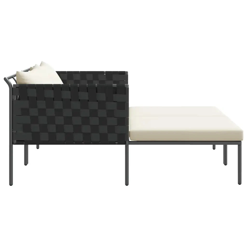 Lettino da Sole con cuscino Antracite 153 x 115 x 69.5 cm 42004136