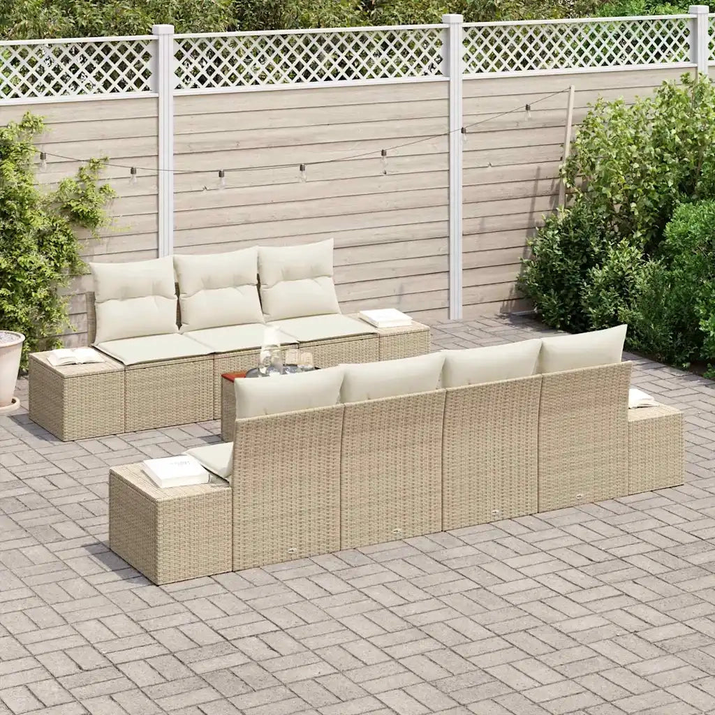 Set Divano da Giardino con cuscino 8 pcs Beige polyrattan 3347918