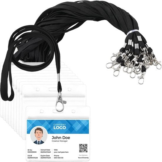 Porta carte e Porta passaporto - 20 pezzi - Nero - Nylon