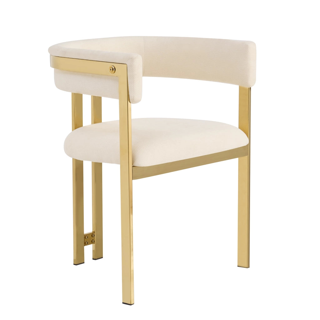 SEDIA Set da 6 pezzi in Chenille Beige e Oro 60x50x76 cm
