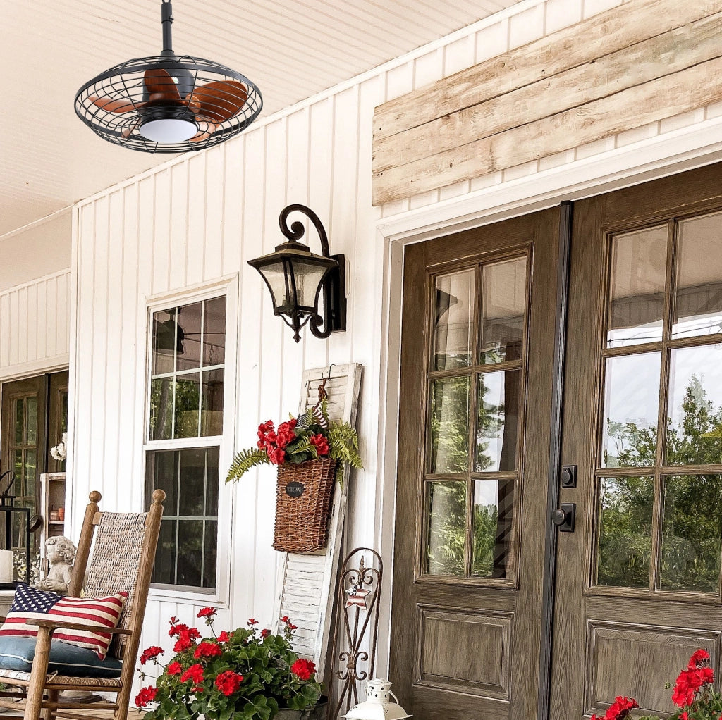 Ventilatore da soffitto 51 cm con motore DC, 5 pale ABS e luce LED 18W a 3 colori, per esterni e interno