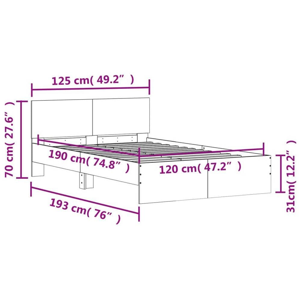 Bed Frame With Headboard, White, 120x190 Cm