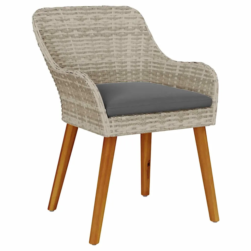 Set da Pranzo per Giardino 9 pcs Grigio chiaro polyrattan