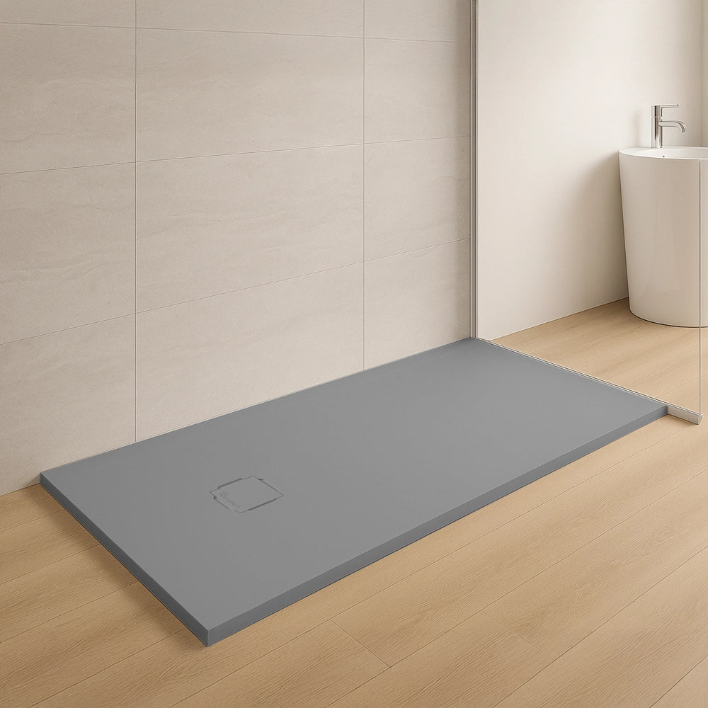 Piatto doccia 70x120 in marmoresina cemento con griglia in acciaio inox Harmony