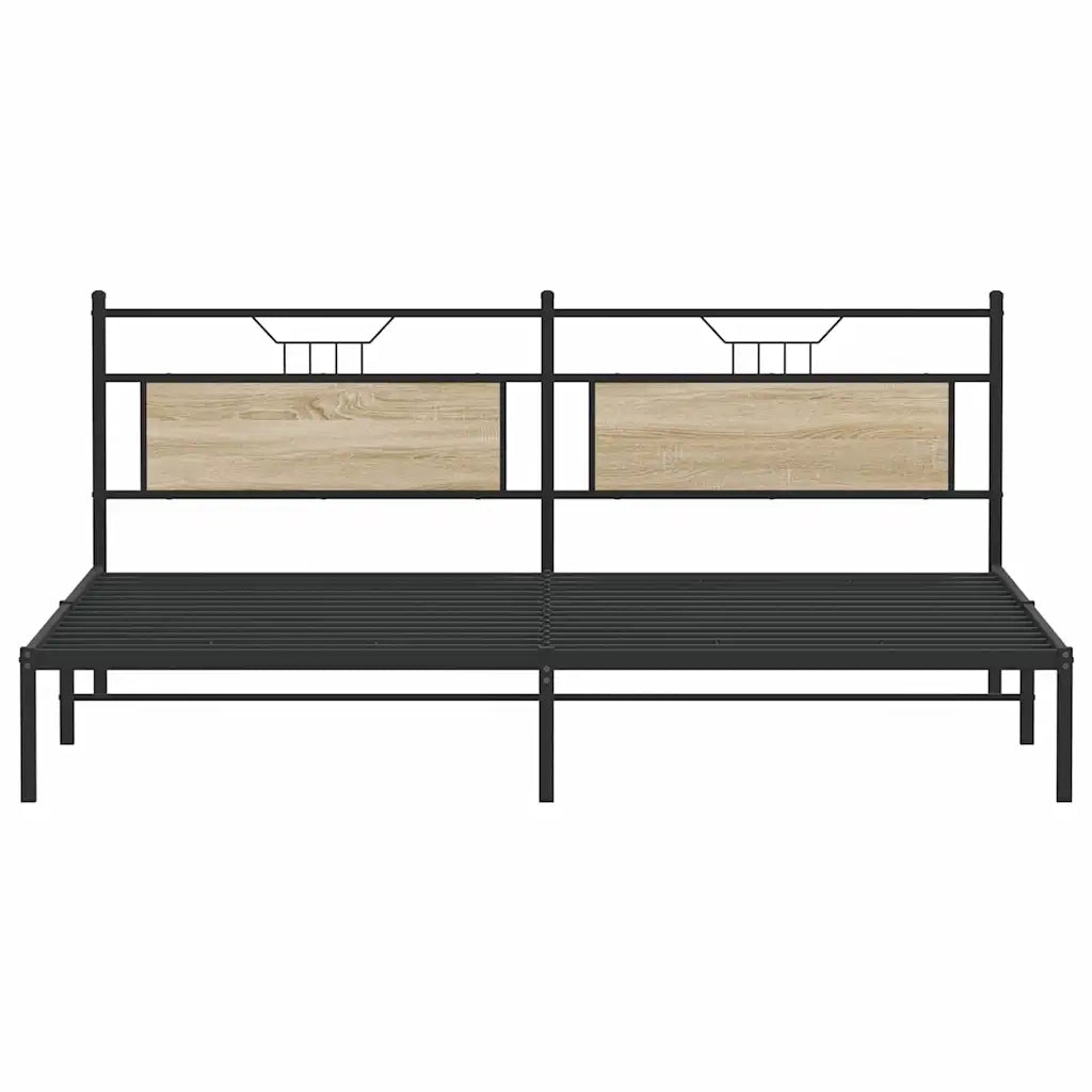 Letto matrimoniale | Letto per adulti | Giroletto senza Materasso Rovere Sonoma 193x201cm in Truciolato