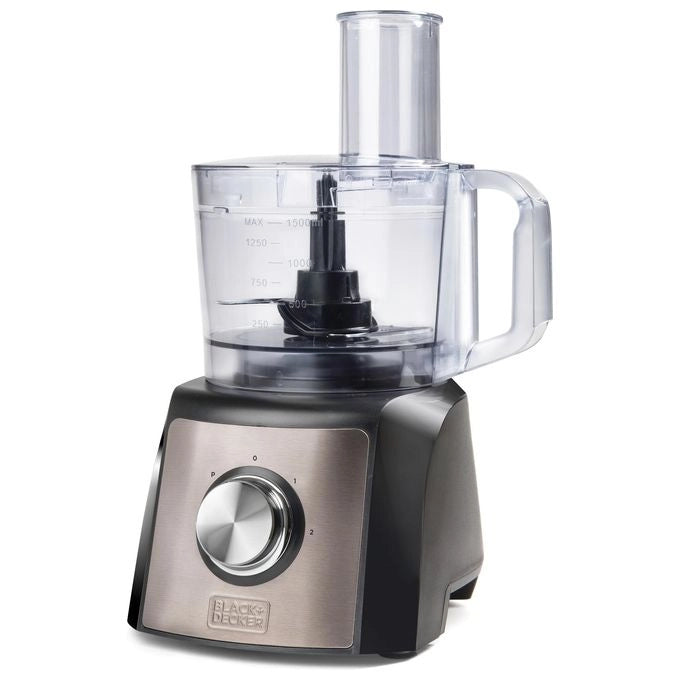 Black & Decker BXFPA1200E robot da cucina 1200 W 1,5 L Nero, Acciaio inossidabile