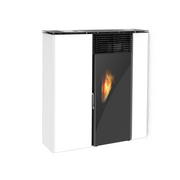 Stufa a pellet Flat 502 slim ventilata 9,7kw in acciaio bianco Lincar