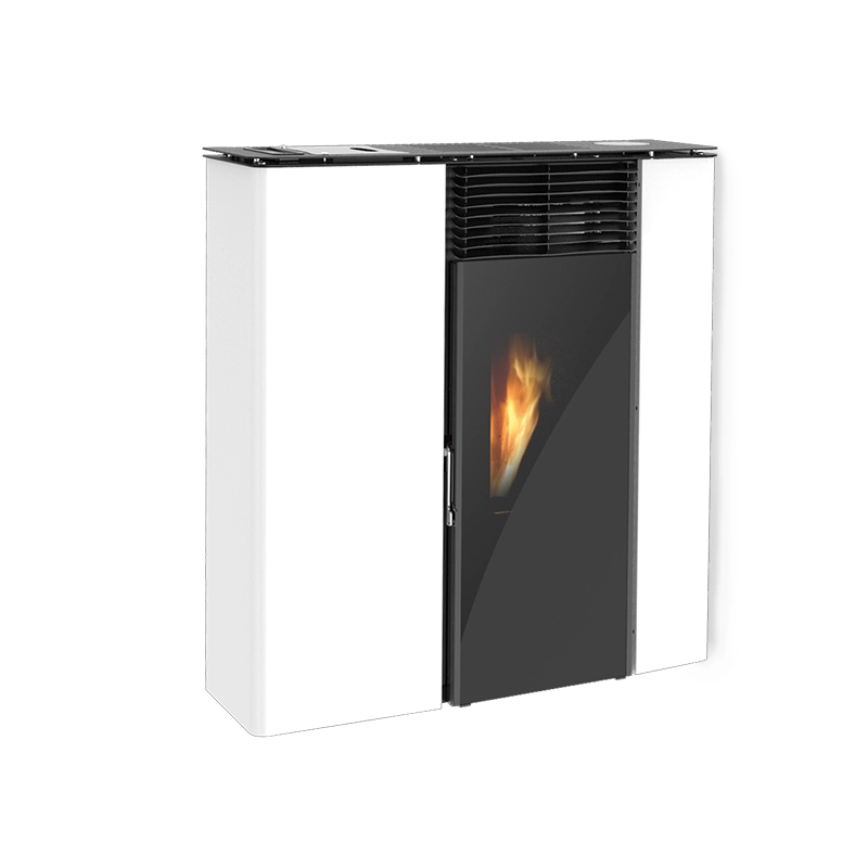 Stufa a pellet Flat 502 slim ventilata 9,7kw in acciaio bianco Lincar
