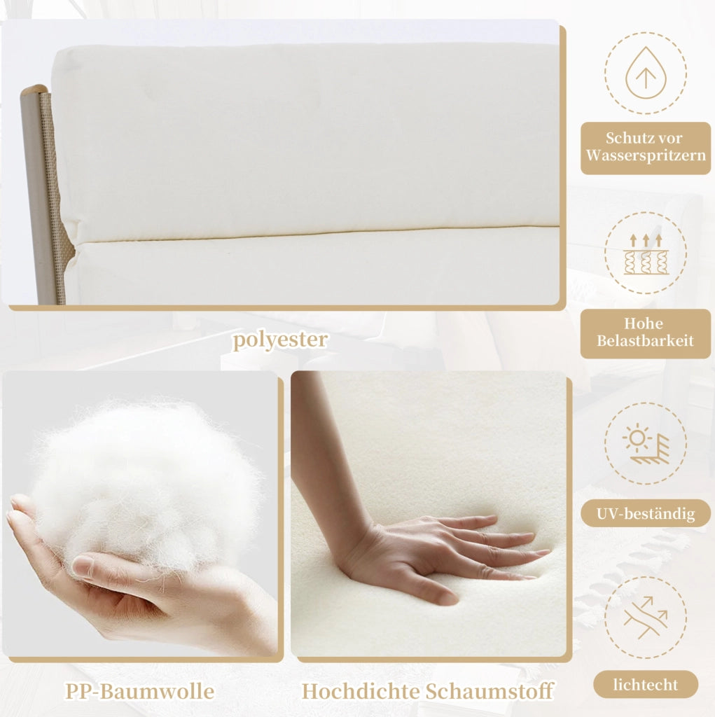Set di 2 Sedie da Pranzo da Esterno con Braccioli in Legno Plastica e Seduta in Textilene, Struttura in Ferro Zincato, Khaki e Beige