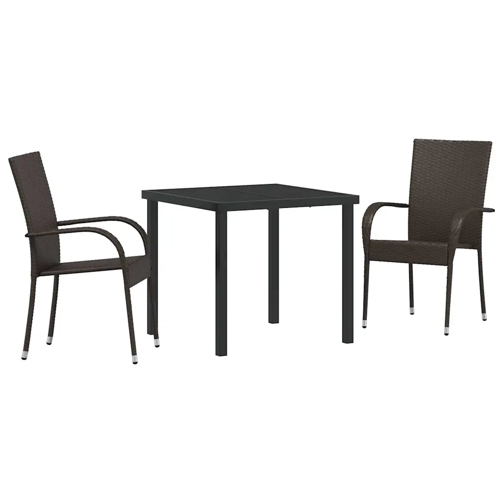 Set da Pranzo per Giardino 3 pz Marrone 3379394