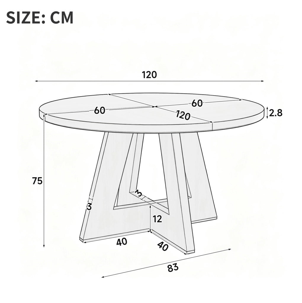 TAVOLO da pranzo rotondo Ø 120 cm MDF color noce