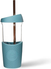 Tazza per Smoothie Riciclabile con Coperchio e Maniglia - Bicchiere da Viaggio con Tappi in Silicone e Cinturino Antiscivolo