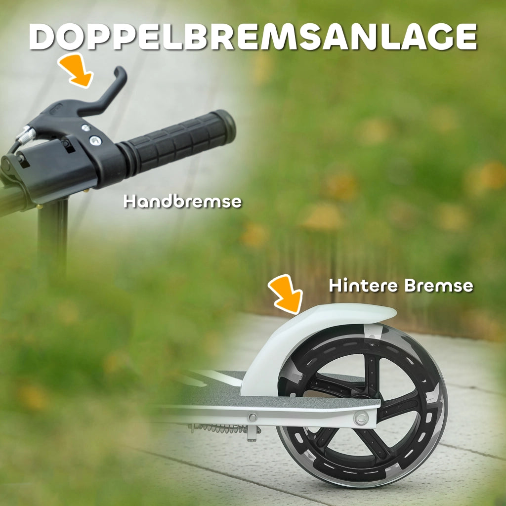 Monopattino per bambini con doppio freno ¨C Xylo ¨C telaio in metallo pieghevole 3-8 anni bianco