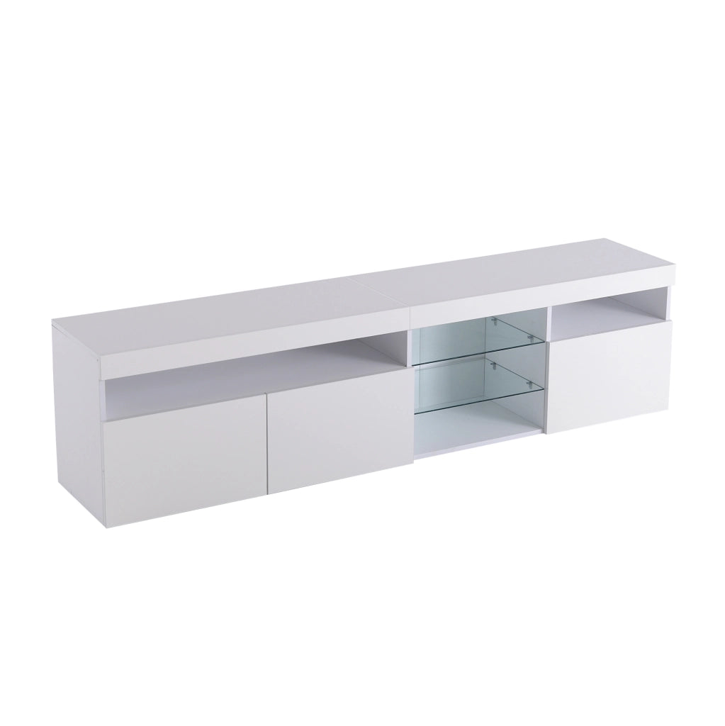 Mobile TV moderno 180 cm con illuminazione LED variabile in MDF bianco