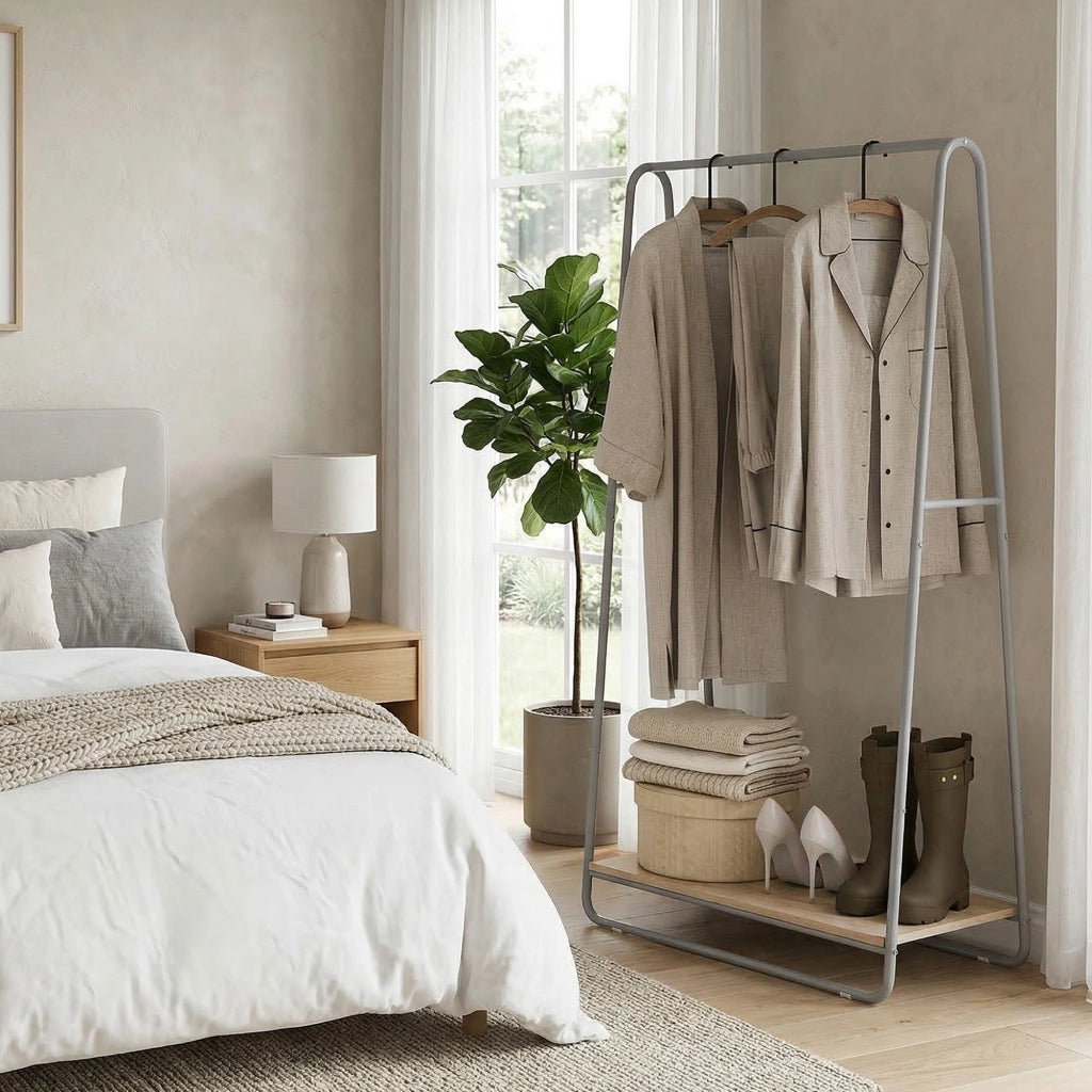Appendiabiti con porta scarpe e ripiani ¨C Minimal ¨C Grigio