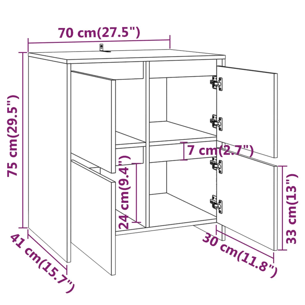 Credenza | Madia | Buffet da pranzo | Armadio da pranzo Rovere Fumo 70x41x75 cm in Truciolato
