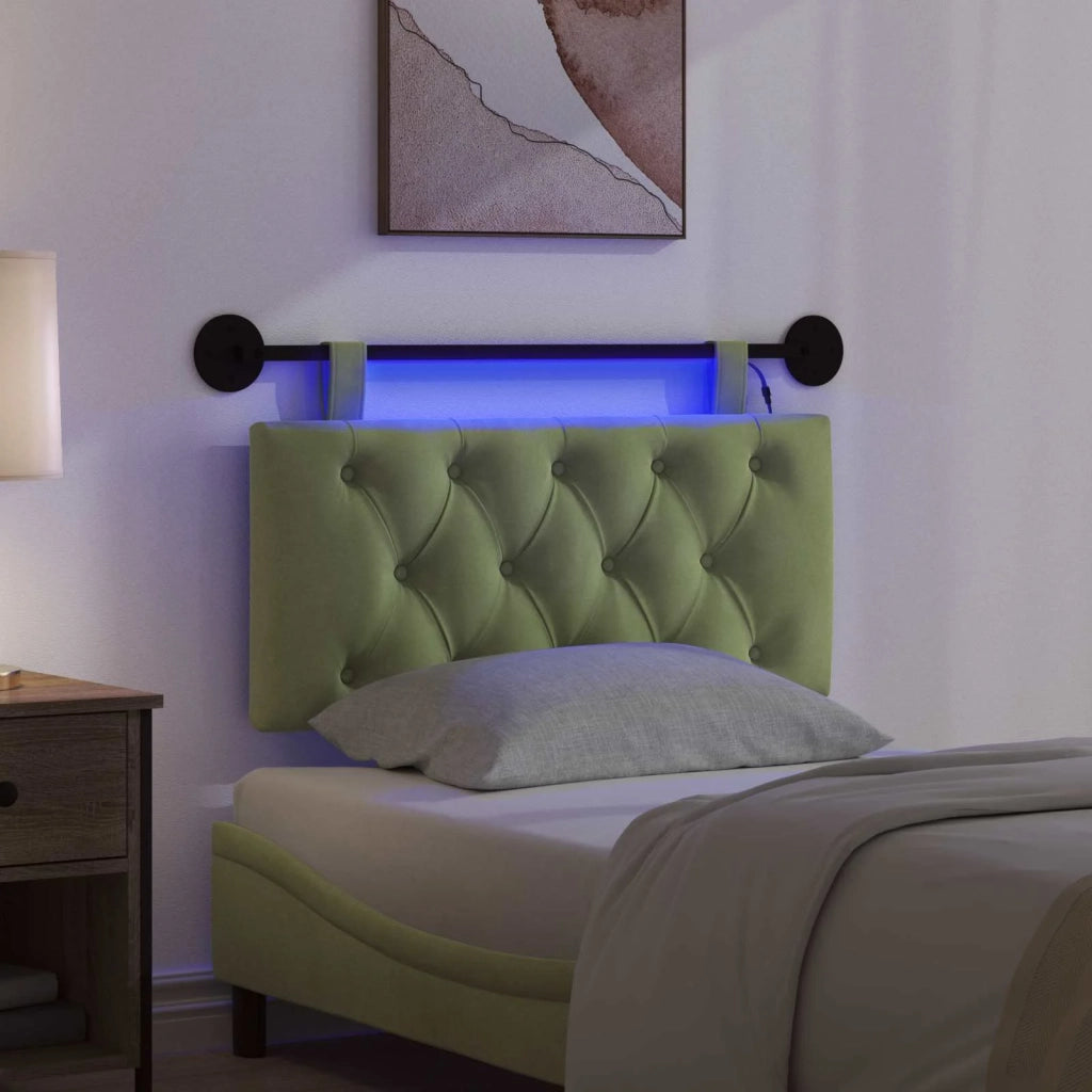Testiera | Testata sospesa Con luce LED Verde chiaro Velluto