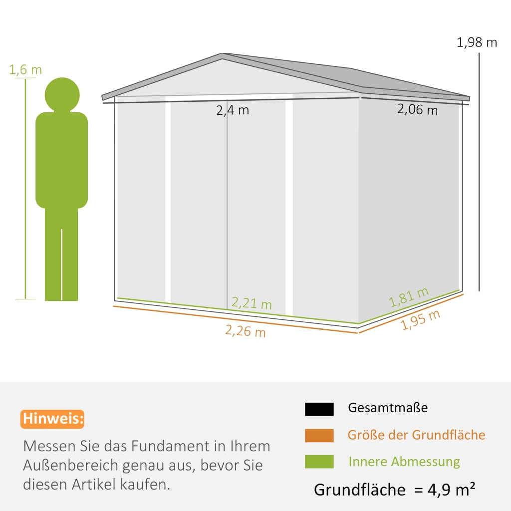Casetta da giardino ¨C Minimal ¨C metallo antracite 240x206x198 cm