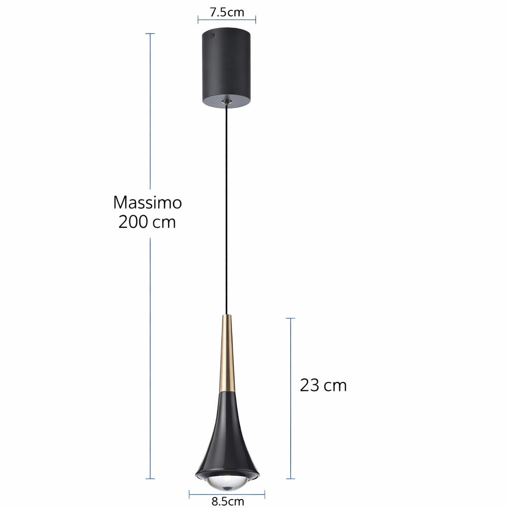 LAMPADA SOSPENSIONE LED 6W REGOLABILE 3 COLORI 3000K 4000K 6000K 530LM LP011