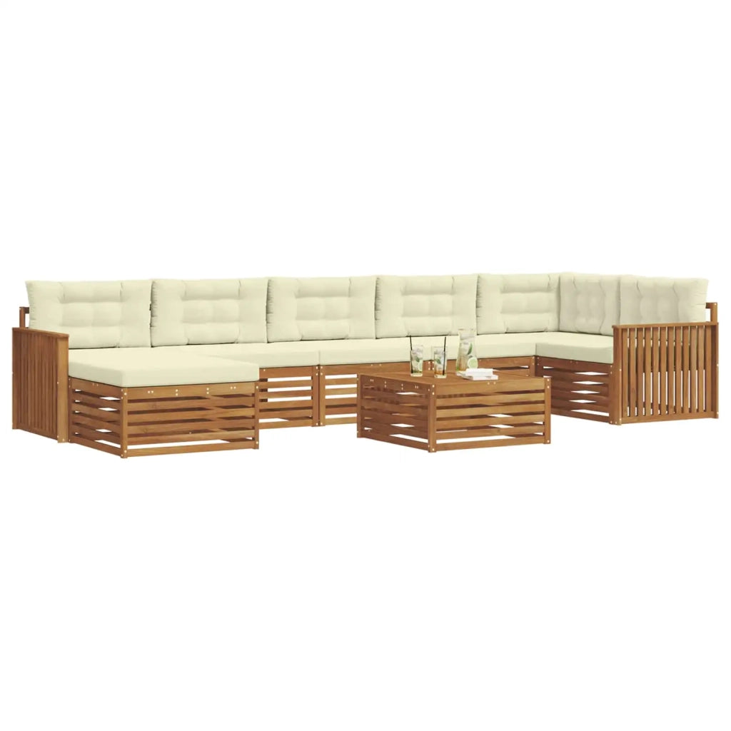 Set di divani da esterno con cuscino 8 pcs Naturale e Crema 3373855