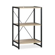 Scaffale da terra industriale dal design moderno, 3 ripiani, 80 x 30 x 90 cm, in metallo nero, 13_0004757