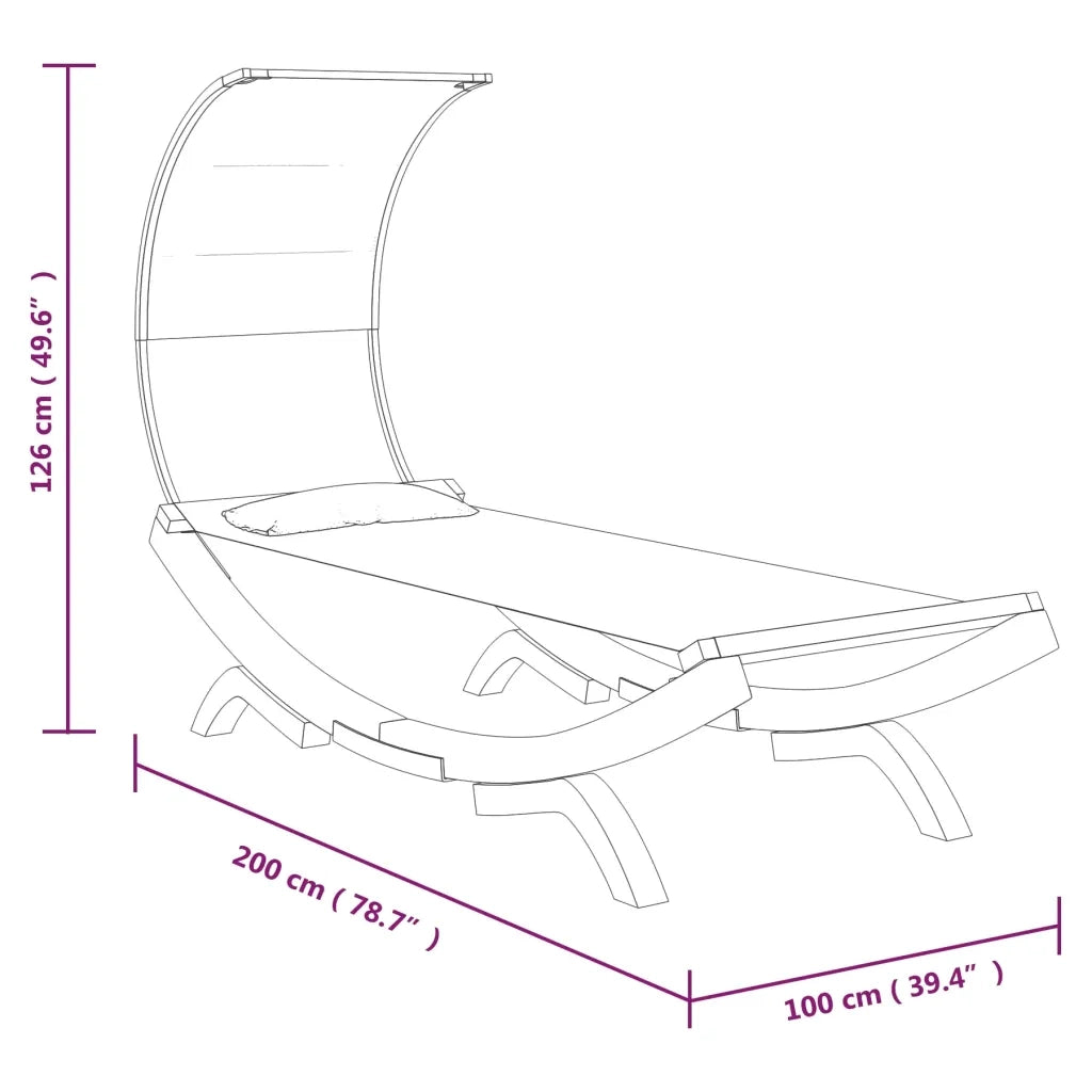 Lettino con Tettuccio 100x200x126 cm in Legno Curvato Antracite CFW5557793