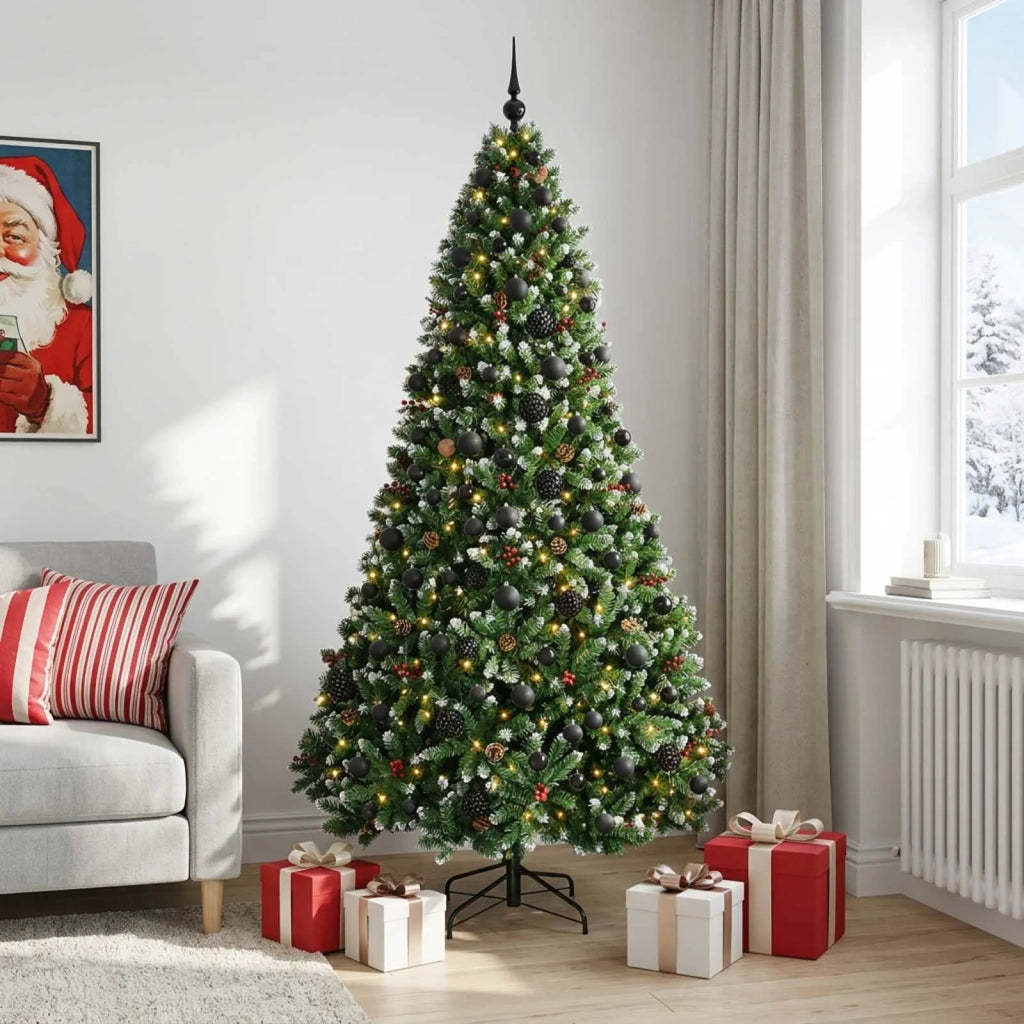 Albero di Natale artificiale verde con palline 240 cm 300 LED 3466467