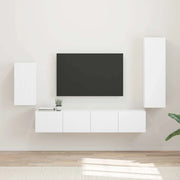 Set mobile TV Montaggio a parete 4 pz-Credenza per TV Bianco Legno multistrato 805573