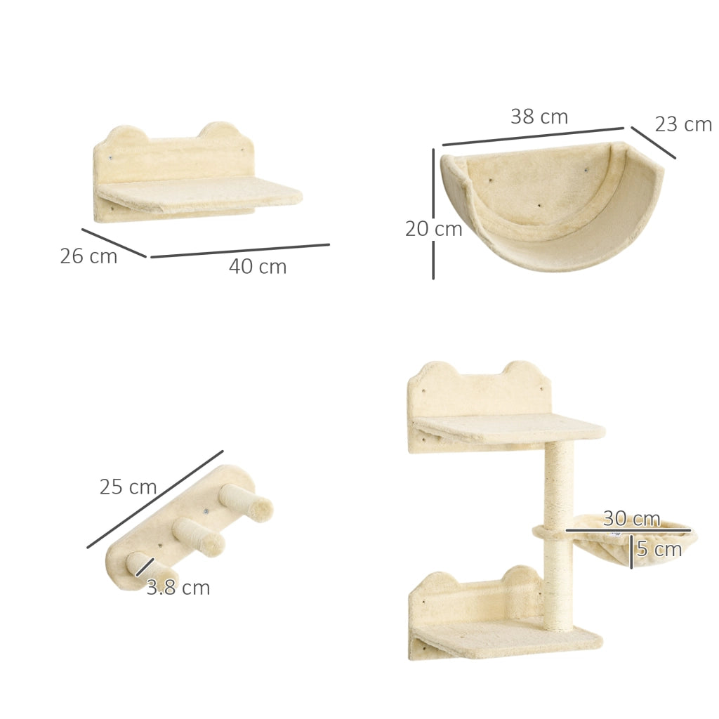 Set di Ripiani e Amache per Gatti ¨C Zephmum ¨C 4 Pezzi Beige