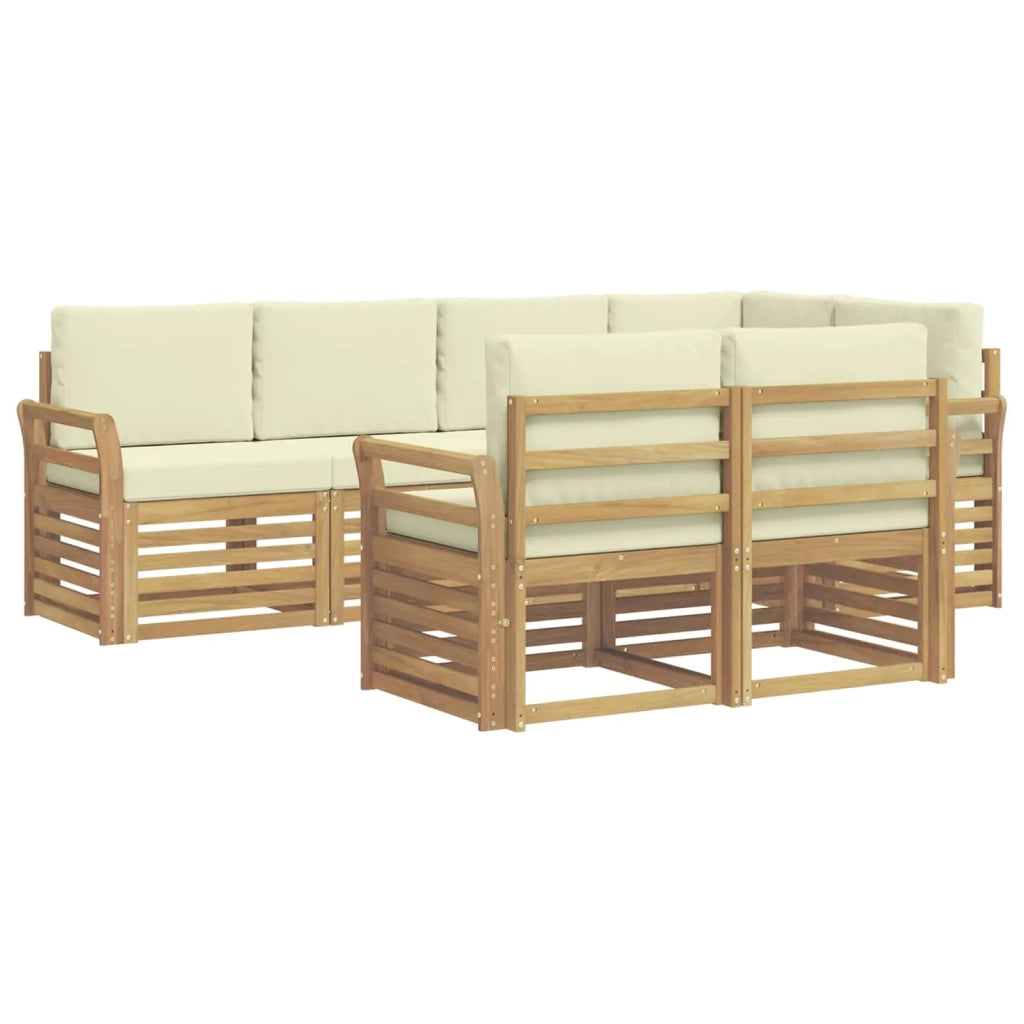 Set di divani da esterno 7 pcs Bianco e Crema 3391995