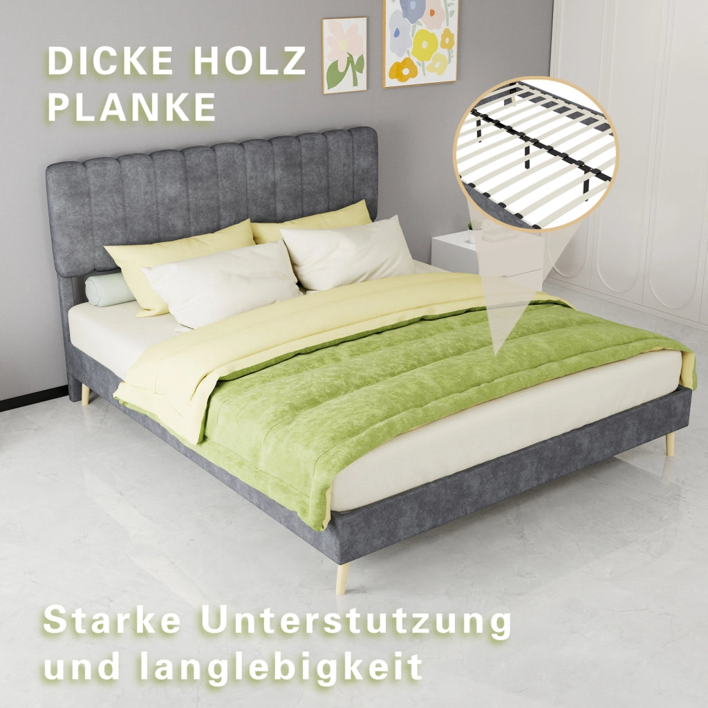 letto imbottito tessuto metallo grigio 160 x 200 cm