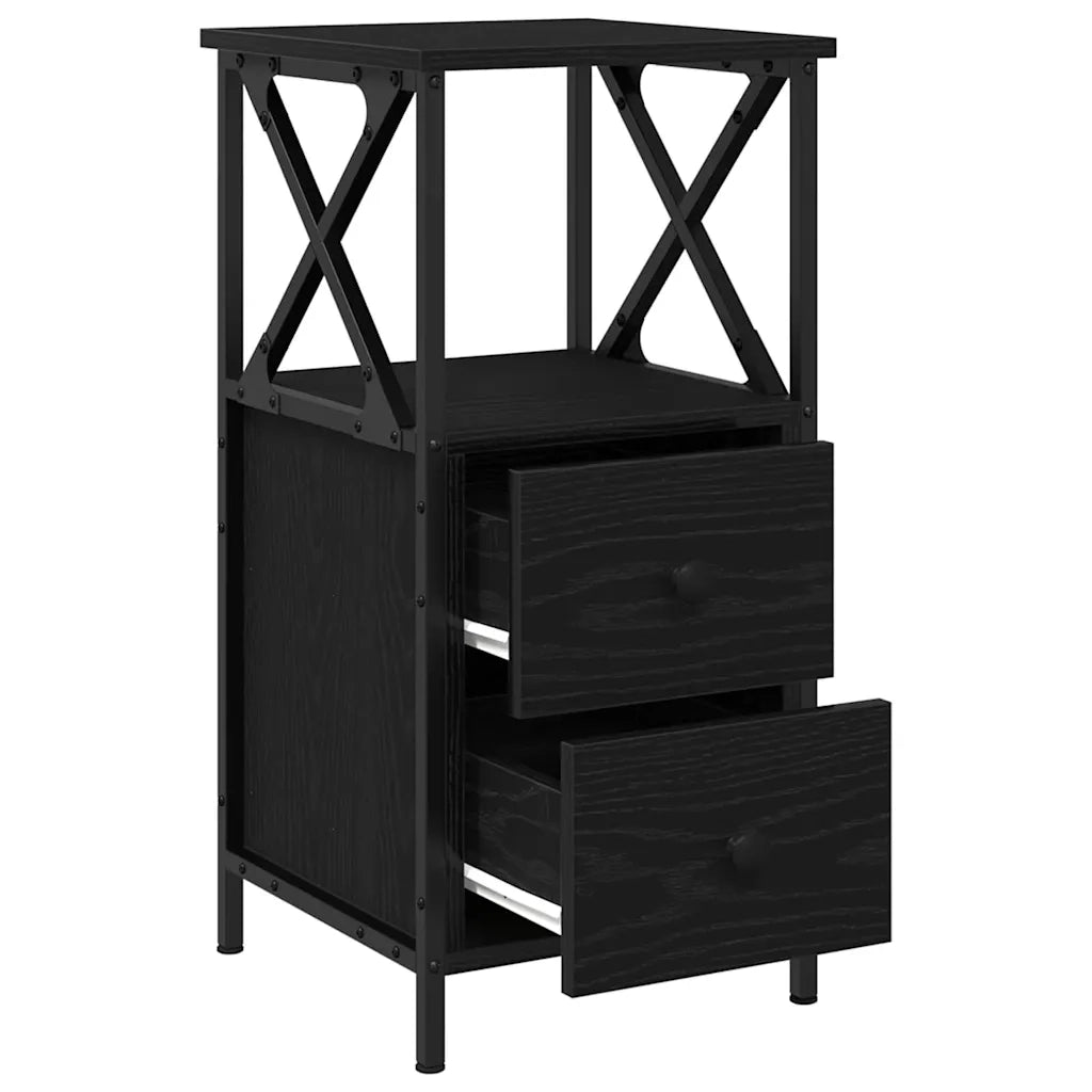 Comodino | Armadio da Notte | Mobiletto da notte con cassetto Rovere Nero 34 x 35,5 x 70 cm