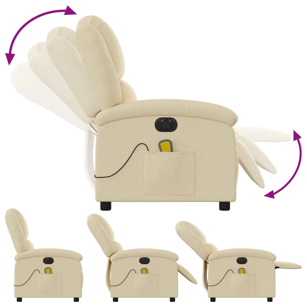 Divano Sedia-Poltrona Reclinabile Massaggiante Elettrica Crema in Tessuto 877221
