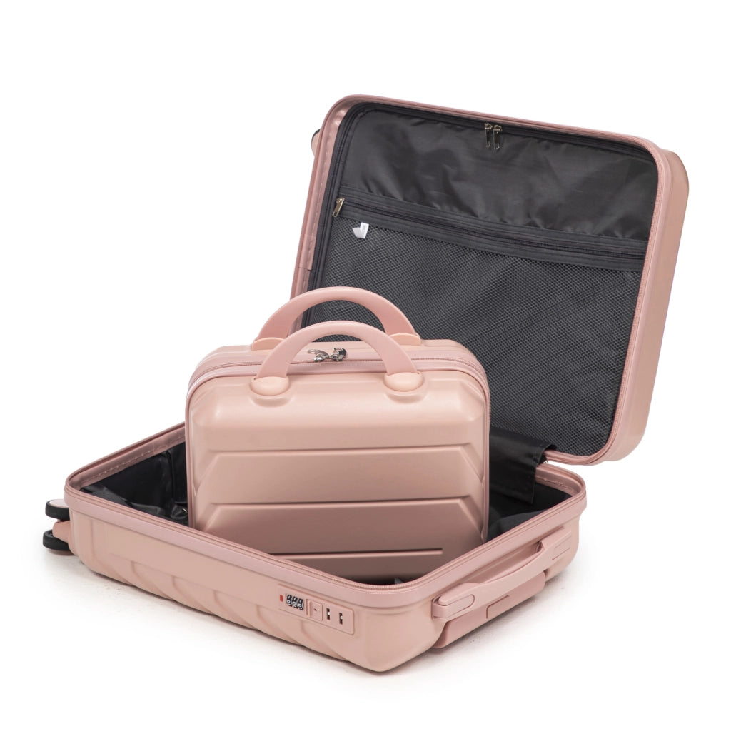 Set valigie rigide 2 pezzi: trolley 19" e beauty case 14" in ABS rosa HOMVRA