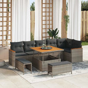 Set Divano da Giardino 9 pcs Grigio polyrattan 3362928