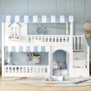 Letto a castello per bambini con scala contenitore e protezioni
