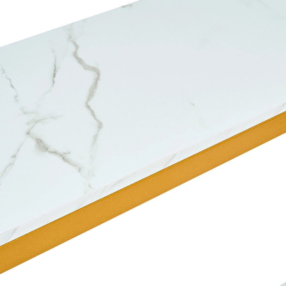 Consolle 2 ripiani effetto marmo ¨C Minimal ¨C metallo dorato 123.5x33.5x80 cm