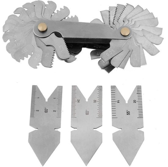 Set di misurazione a filo preciso con misurazioni metriche/impulsive - set in acciaio inossidabile - 60/55 gradi centermeters - design ergonomico - duraturo e affidabile - misuratore a filo con vite