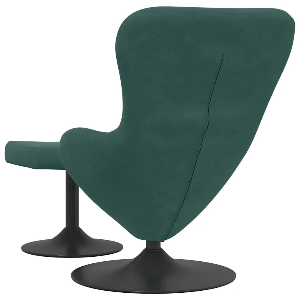 Poltrona | Sedia Egg con Pouf Verde Scuro Velluto