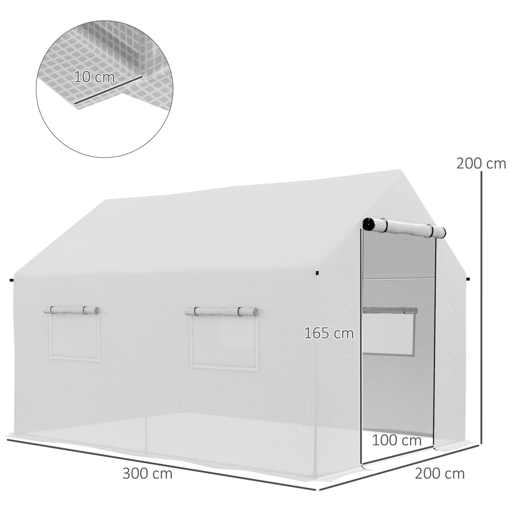 Serra da Giardino Tunnel ¨C Minimal ¨C Bianco 2x3x2 m con 4 Finestre a Rete e Porta a Cerniera