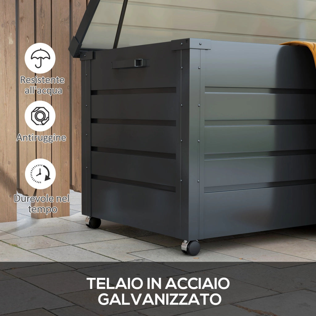 Baule da Giardino ¨C Minimal ¨C Grigio Scuro Acciaio Zincato 120x62x66 cm