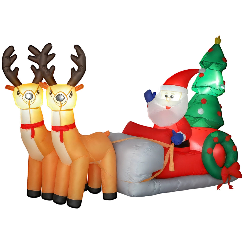 Pap¨¤ Noel Inflabile con Slitta e Renne ¨C zephmum ¨C 216x90x150 cm