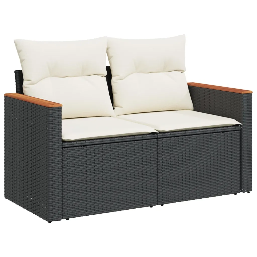 Set Divani da Giardino con Cuscini 7pz Nero Polyrattan 3226224